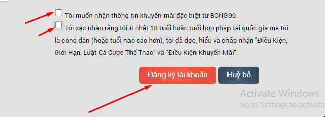 Kiểm tra các thông tin đã cung cấp và đăng ký